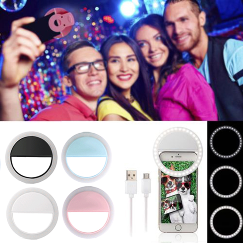 

Portable Mini Selfie LED Ring Flash Smart Phone Selfie Camera Beauty Light Universal Light Phone Lens For Live Video