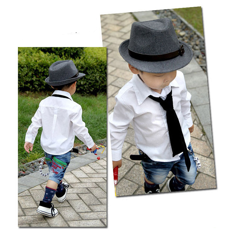 

Newly Fashion Cute Kid Children Gentleman Woolen Hat Cap Headwear Grey/Black DO99