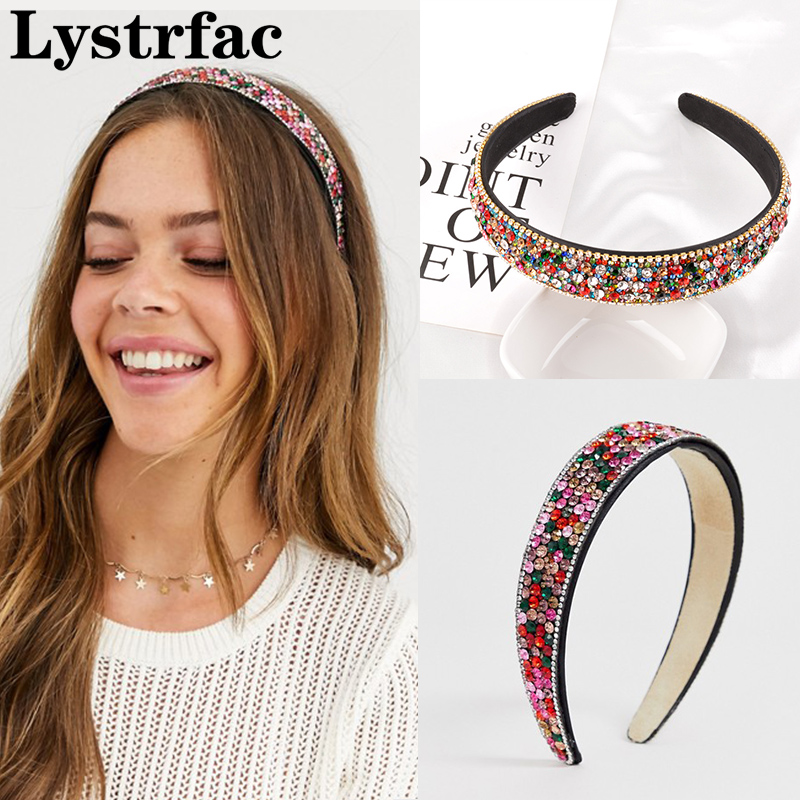 

Lystrfac All Over Rainbow Diamante Rhinestone Hairband for Women Fashion Color Headband Retro Hair Hoop Female Headwear