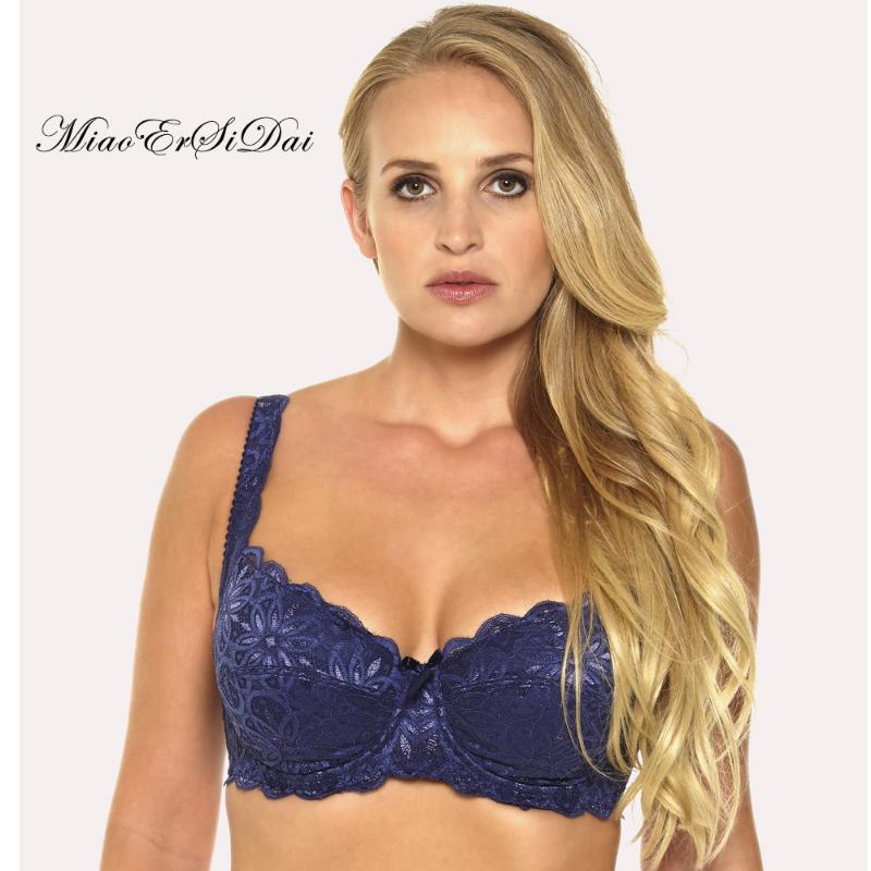 

MiaoErSiDai Women Floral Lace Bra For Women Plus Size 34 36 38 40 42 44 D DD DDD E F Unlined Bras 2846, Black
