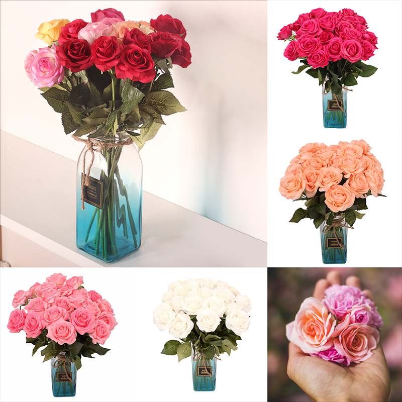 

Pink Silk Peony Artificial Flowers Rose Wedding Home DIY Decor High Quality Big Bouquet Foam Accessories Craft White Fake Flower, Champagne