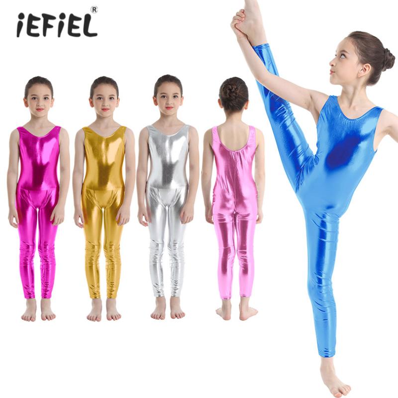 

Kids Girls Ballet Costume Sleeveless Shiny Ballet Dance Gymnastics Leotard Unitard Ballerina Performance Dancewear Children Sets, Blue