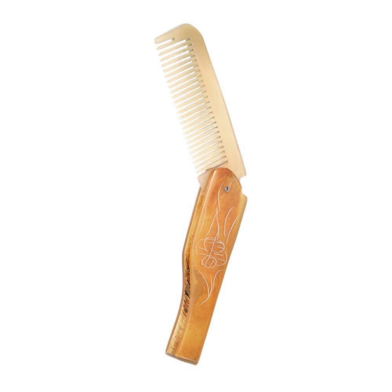 

Mini Collapsible Hair Comb Beard comb for men Anti-static Natural Horn