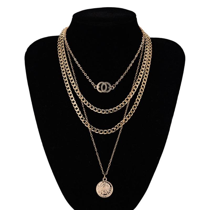 

Vintage Multi Layer Curb Geometric Chain Choker Necklace for Women Statement Neck Collar Party Club Necklace Jewelry Gift