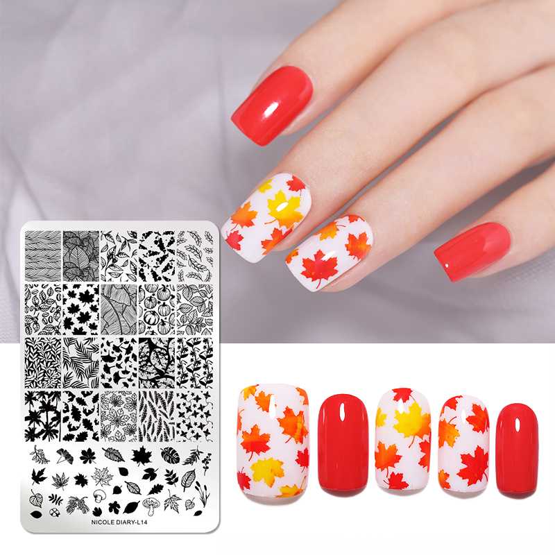 

NICOLE DIARY Nail Art Stamping Plates Snow Flower Plants Image Printing Stamp Template Art Stencil Tools
