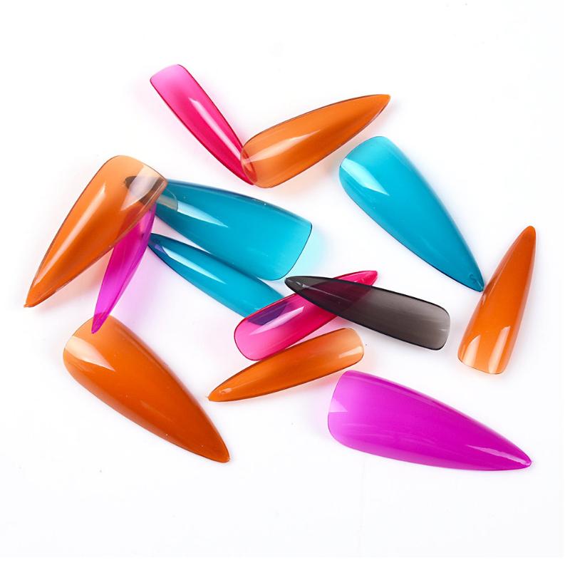 

240pcs DIY Home Salon False Nails Set With File Artificial Sharp End Maniture Fake Colorful Long UV Gel Easy Apply Multifunction