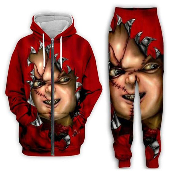 

Release New Men/Womens Horror Movie Chucky Funny 3D Print Fashion Tracksuits Pants + Zipper Hoodie Casual Sportswear L012, Multi