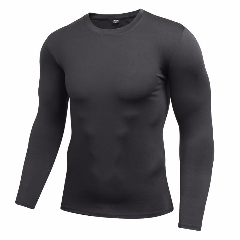 

Mens Quick Dry Fitness Compression Long Sleeve Runnning Shirt Baselayer Body Under Shirt Tight Sports Gym Wear Top, White
