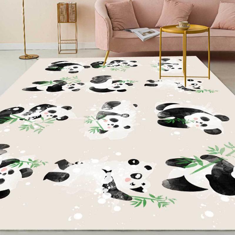 

Cartoon Panada Kid Crawling Carpet Cute Animal Printed Children Carpet Play Bedroom Rug For Baby Room Bedside Mat Anti-slip