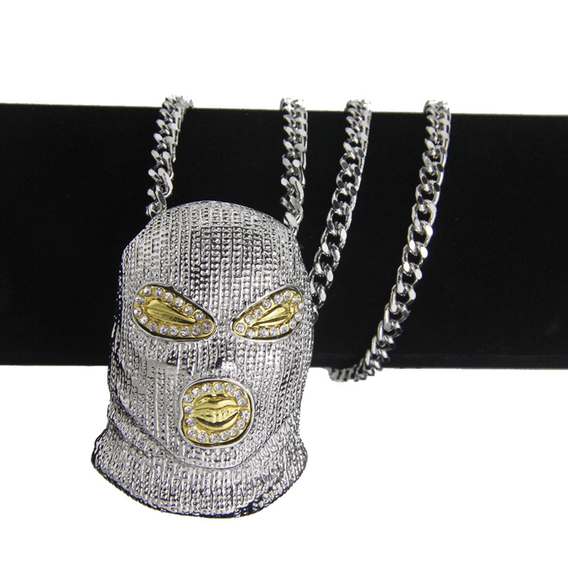 

1pcs Counterterrorism Headset Pendant Hip Hop Necklace With Cuban Link Chain Bling Cubic Zircon Men's Necklace Jewelry For Gift