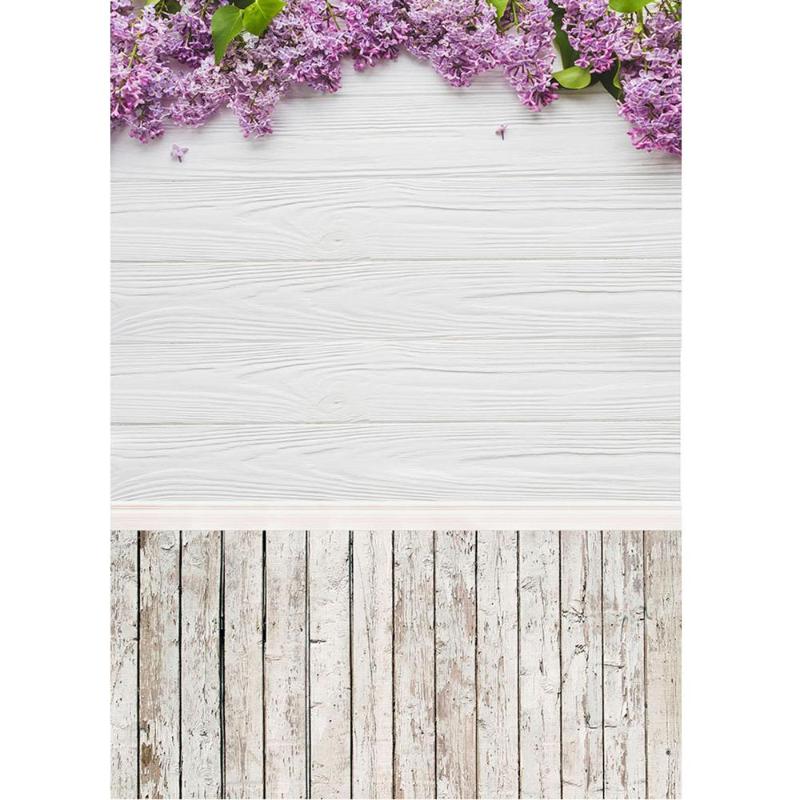 

Purple Flowers White Wooden Board Photography Backdrops Custom Studio Photocall Background for Children Baby Portrait Fond Photo