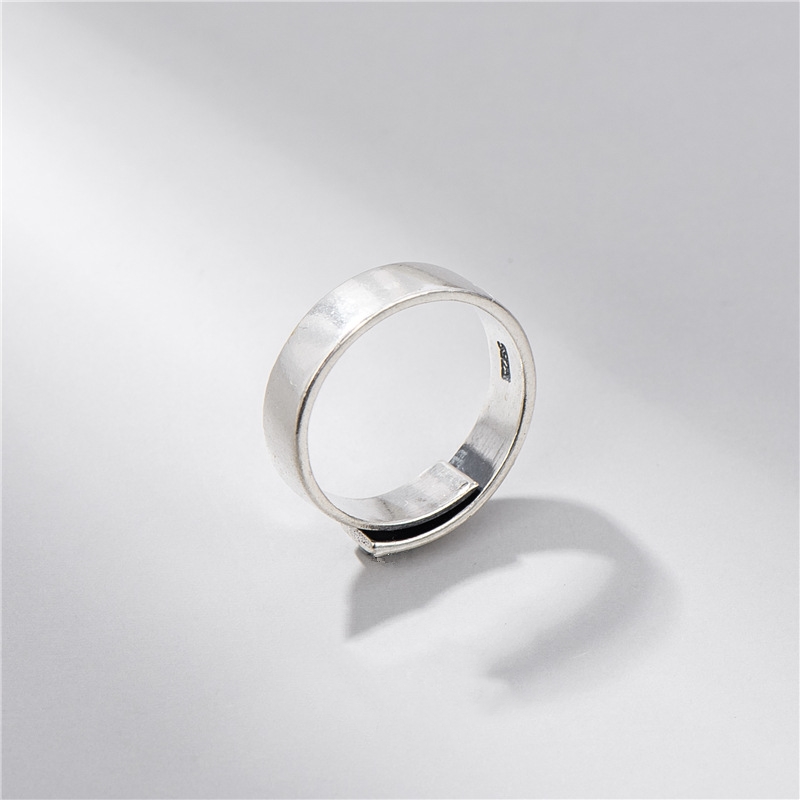 

Sodrov S925 sterling silver wide round ring Thai silver men and women fashion trend creative cold wind adjustable ring