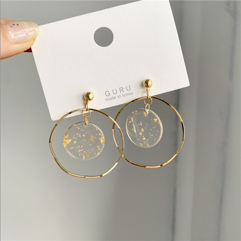 

Dangle Earrings Simple Womans Stud Earring Round Ladies Wedding Fashion Girl Korean Yellow Gold Color Vintage Zinc Alloy Brincos