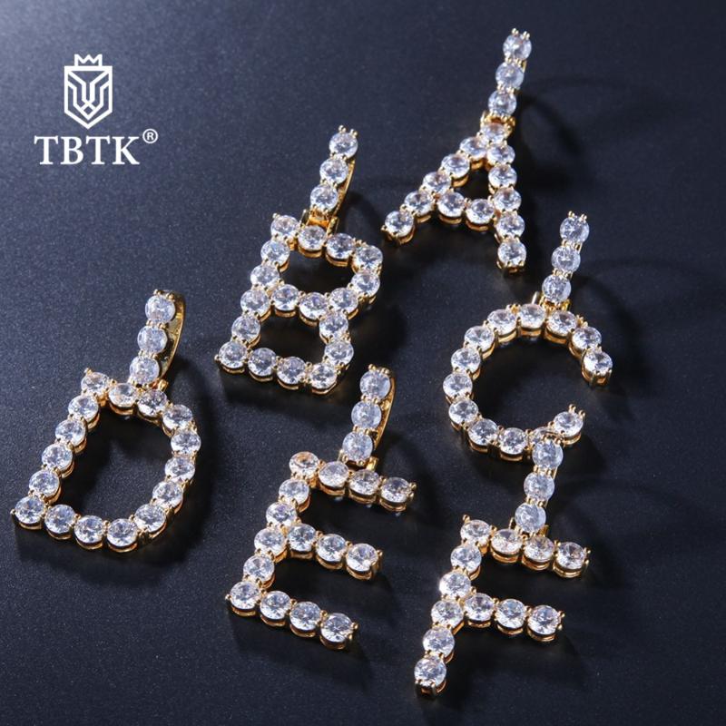 

TBTK A-Z 26 Alphabet Discount Beautiful Initial Letters Pendant Paved Full CZ Decoration Necklace Gold Rope Chain Gift