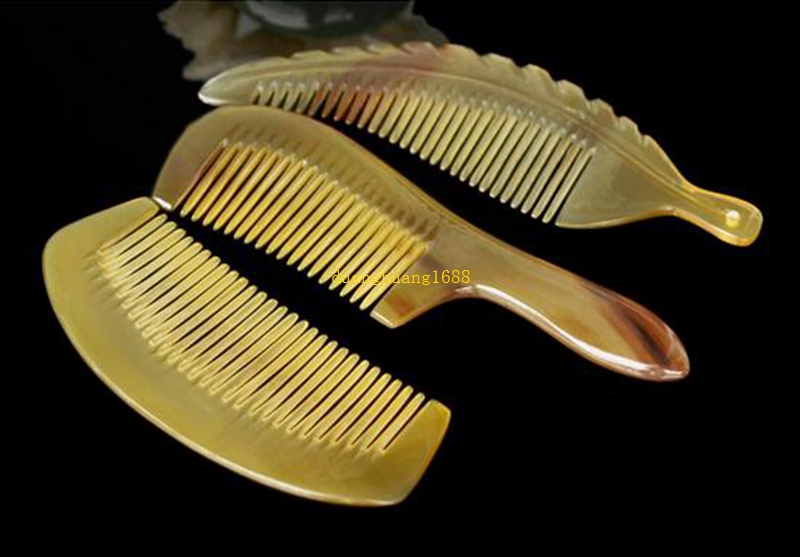 

Creative horn horn engraving handle comb half moon comb#@!#