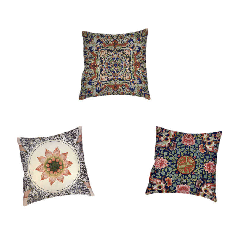 

Bohemian Plant Pattern Cushion Cover Mandala Flower Leaves Office Furniture Decoration Wholesale Cotton Linen Throwing Pillowcas