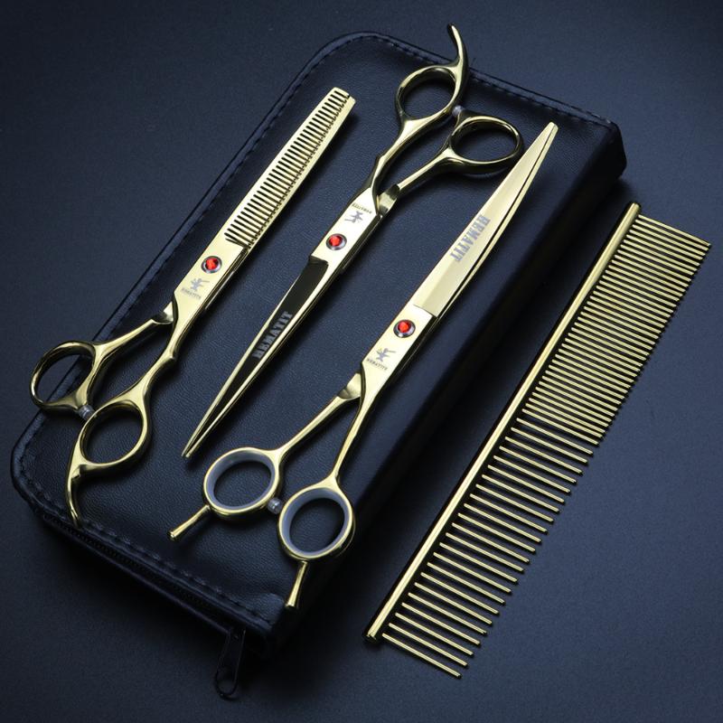 

3pcs 7 Inch Pet Beauty Scissors Cat and Dog Hair Trimming Tool Bending Scissors animal shears tools