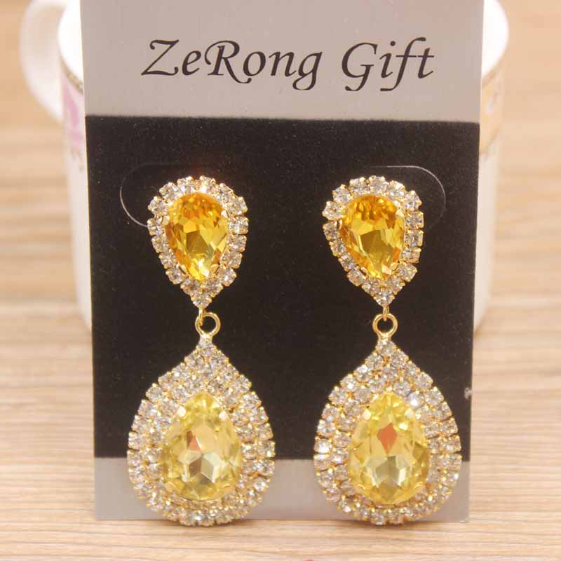 

beauty design Dangle Earring rhinestone green/clear/yellow/red/royal/blue stone luxury crystal jewelry delicate popular earring