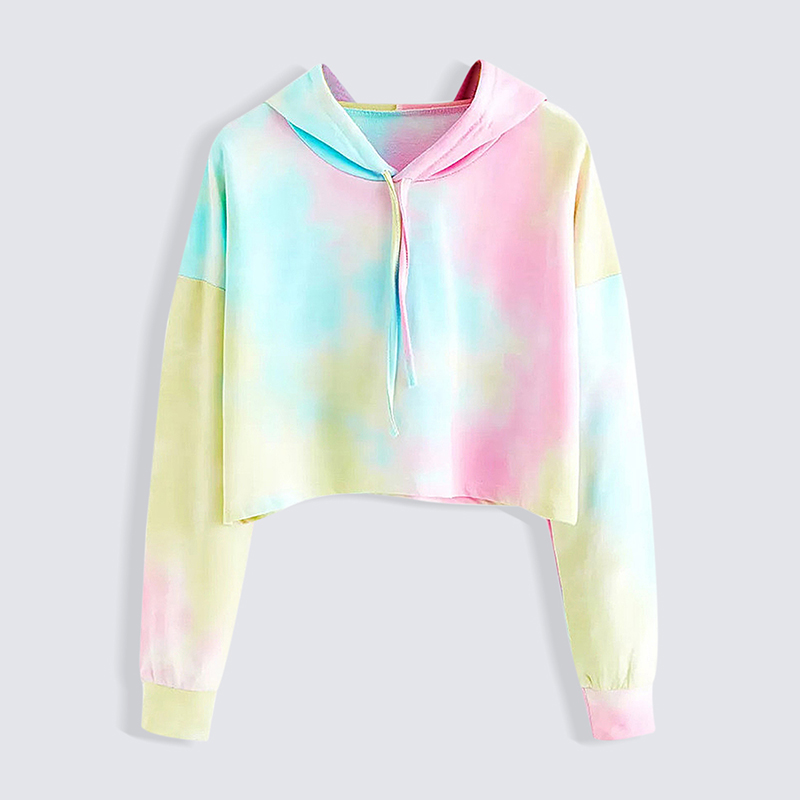 

Fall 2020 New Hoodie Multicolor Casual Ladies Drawstring Hooded Sweatshirt Tie-dye Long-sleeved Hoodie, Pink