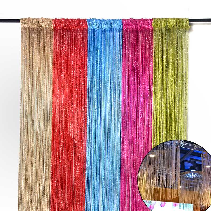 

200x100cm Modern Cute Flash Line Room Divider Shiny Tassel String Door Curtain Window Valance Home Valance Home Decoration