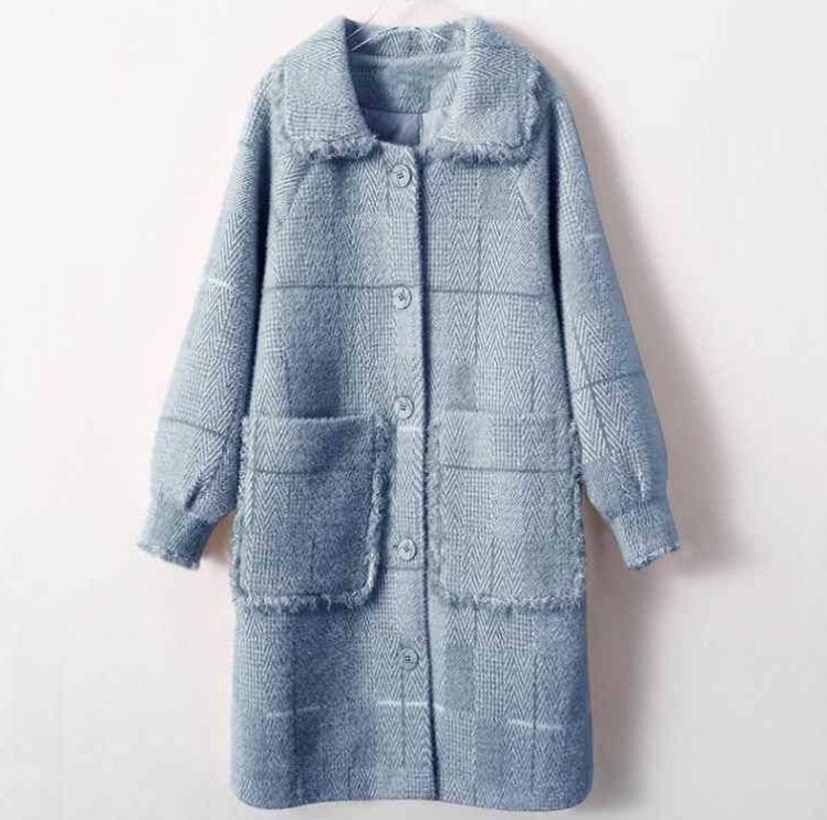 

wool coat thick coat for women, Blue