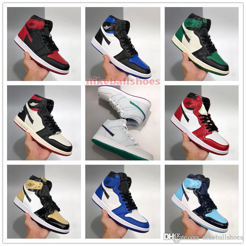 

2020 jorrdan 1 High Mid OG SE Pine Green Chicago Game Royal Black gold Red Toe Men Womens kids shoes for sale With Box Basketball shoe store, 8#