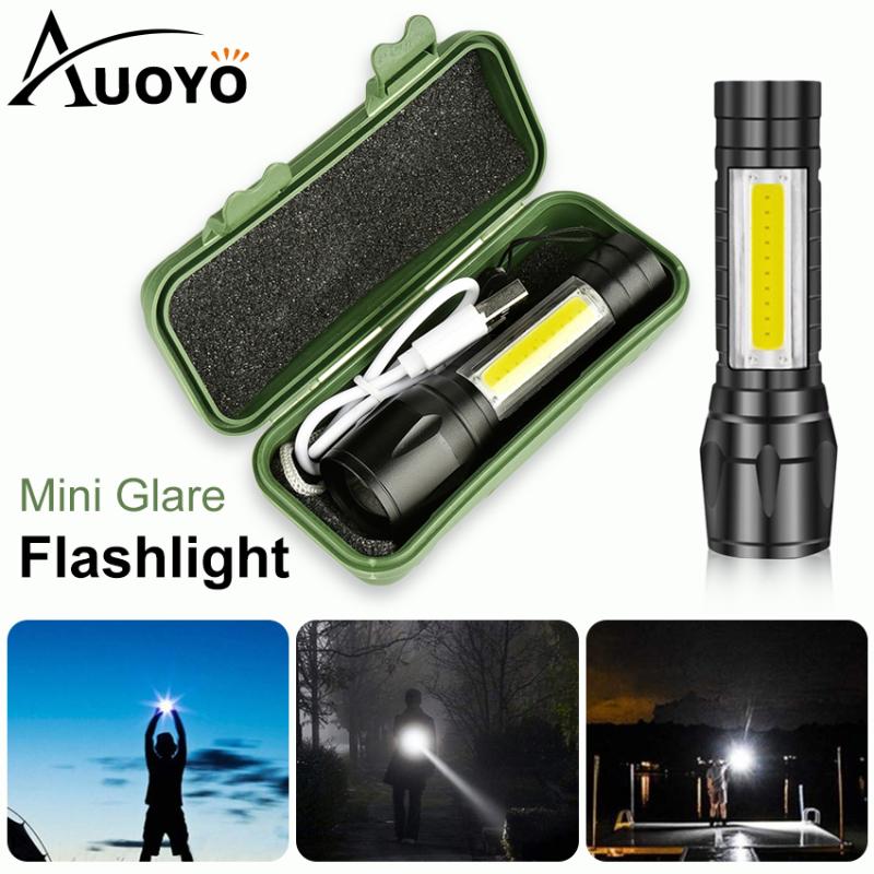 

Auoyo Mini LED COB Reader Lamp Zoomable Pocket Penlight Adjustable Focus Torch Light USB Lamp with 3 Light