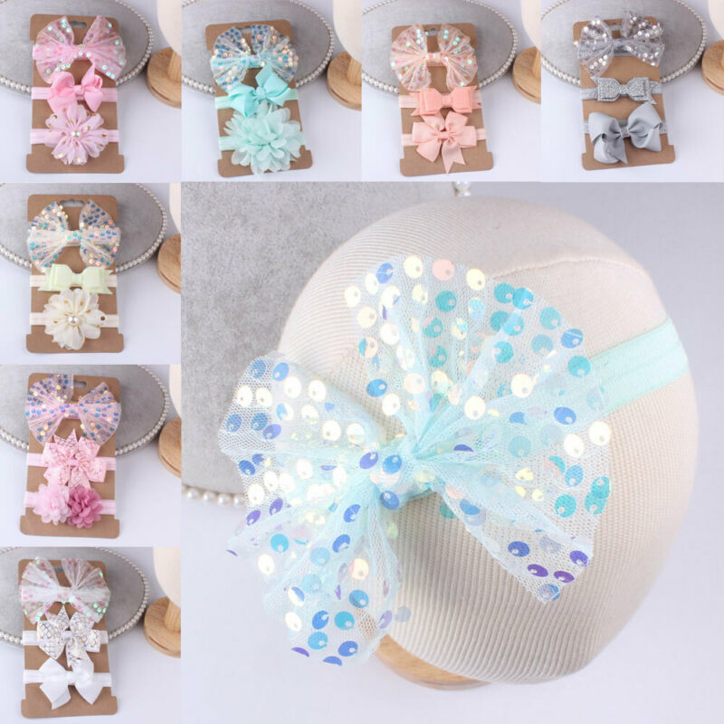 

3Pcs/Set Cute Baby Girl Toddler Lace Bow Hair Band Headwear Kids Headband Decor, White