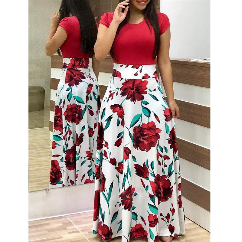 

Spring Autumn For Women Dress 2020 Casual Long Sleeve O-neck Tunic Patchwork Dresses Fashion Vintage Print Maxi Dress Vestidos, 11 long yy88888