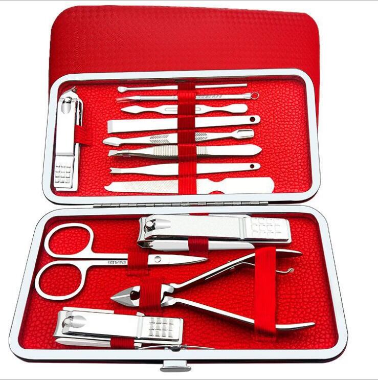 

13Pcs Nail Art Manicure Tools Kits Set Ear Spoon Nail Scissors Clippers Tool Pedicure Knife Cuticle Spoon Pusher Nippers