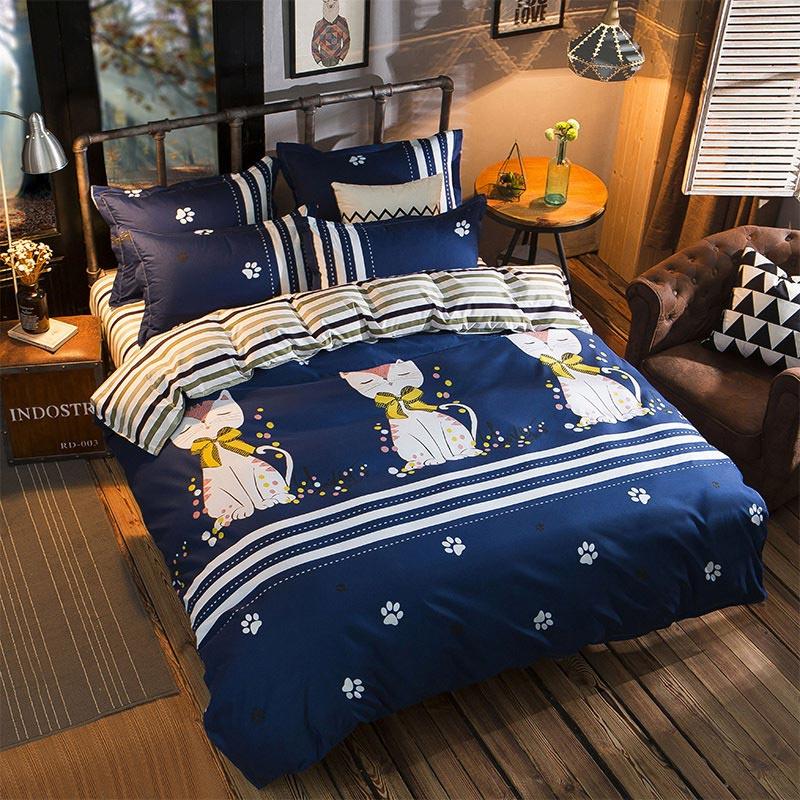 

38 Cartoon Cat 4pcs Girl Boy Kid Bed Cover Set Duvet Cover Adult Child Bed Sheets And Pillowcases Comforter Bedding Set, 2tj-61022-001