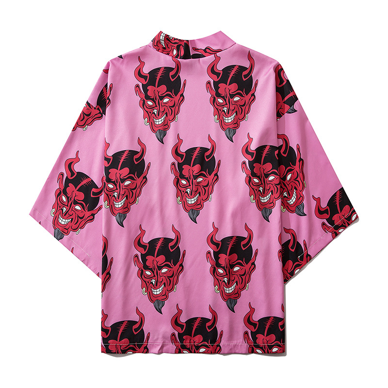 2020 Devil Pink Style Japanese Kimono Cardigan Women/men Summer Harajuku Yukata Cosplay Shirt Traditional Costume Asian Clothes-image-570967079