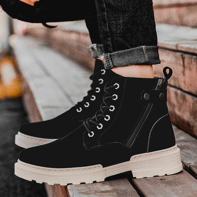 

Autumn Winter Men Boots Botas De Hombre Men High Top Sneakers Warm Comfortable High Quality Ankle Boots Fashion, Khaki