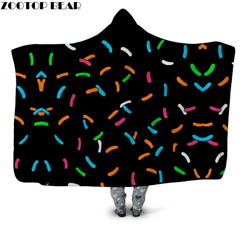 

Black Fashion Wearable Hooded Blanket Youth Adult Fleece Throw Blanket Casual Plush Home Sofa Office Popular Bedspread