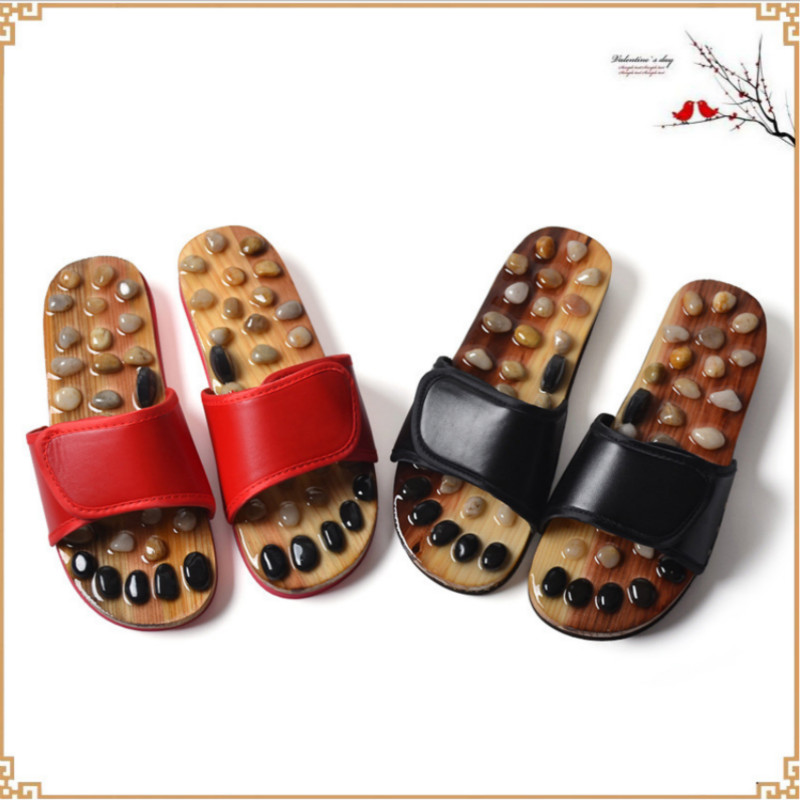 

1 Pair Pebble Stone Foot Massage Slippers Reflexology Feet Elderly Acupuncture Health Shoes Sandals Slippers Healthy Massager