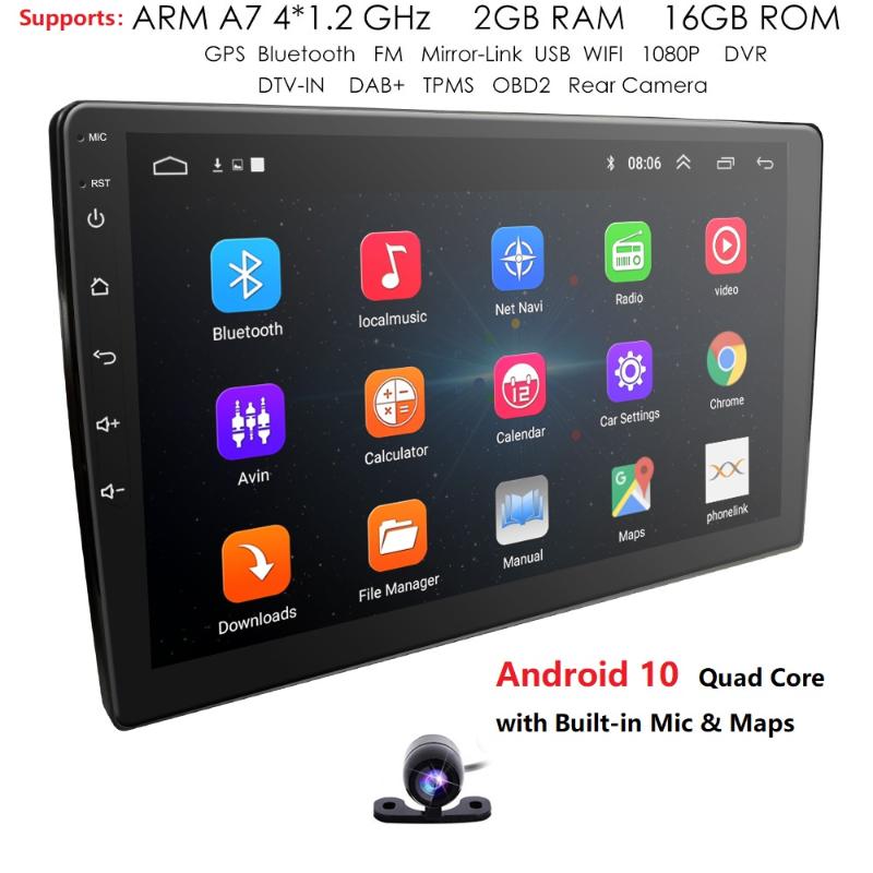 

HIZPO NEW 2 Din 9" 4 Core 16 GB ROM Android 10.0 Car GPS Stereo Radio Player DAB+ Mirror Link 4G Wifi USB Subwoofer SWC TPMS car dvd