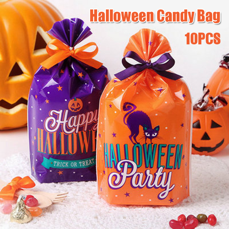 

10pcs Halloween Candy Bags Cute Gift Bag Trick or Treat Gift Pumpkin Candy Bags Halloween Party Decoration Supplies @LS