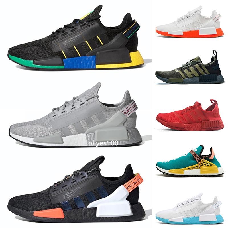 

2020 New NMD R1 V2 runner shoes mens sneakers core black white metallic gold red blue carbon shock iridescent japan men women trainers, Color #27