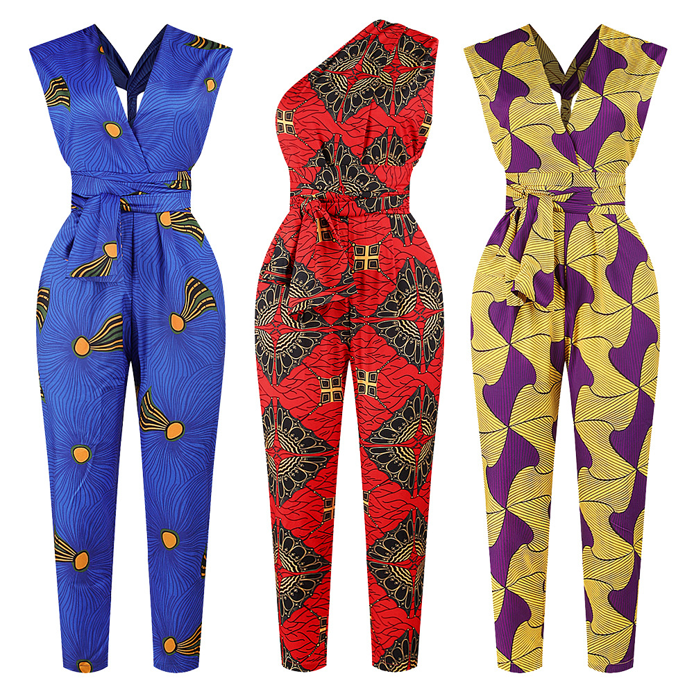 Fashion Ladies Jumpsuit News African Clothes Ankara Style DIY Bandage Robe Africaine Dashiki Jumpsuit Ethnic Sexy Dresses for Women-image-569246294
