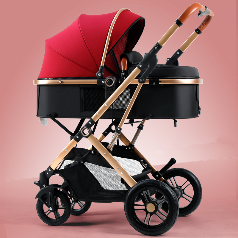 

Luxury Lightweight Stroller High Landscape Baby Stroller 3 in 1 Portable Reversible 3 in 1 Travel Pram Baby Pushchair