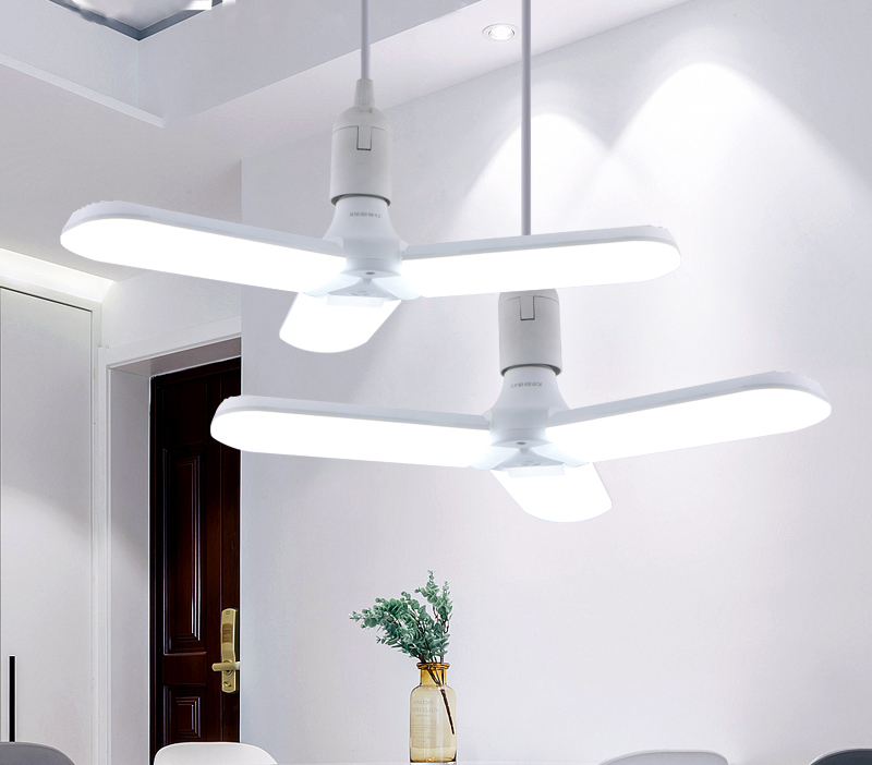 

E27 LED Folding Leaf Lamp Bright Deformable Garage Lights Parking Light AC 85-260V Fan Blade Light Bulb 30W/ 45W/ 60W