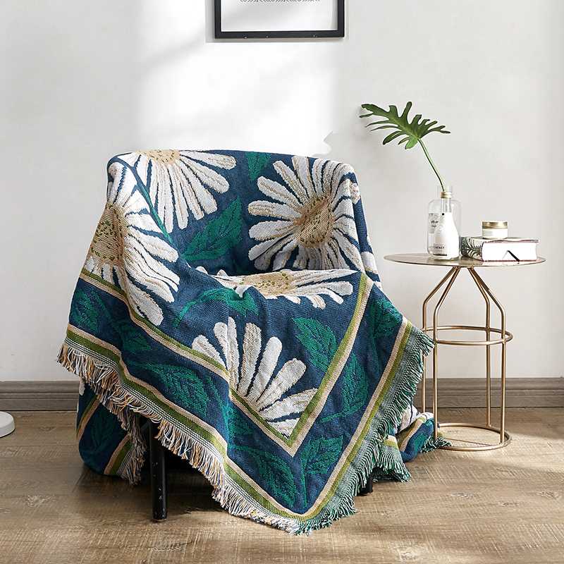 

European Style Flower Pattern Sofa Blanket Sofa Towel Blanket Thread Bed Plane Travel Plaid Knitted Non-slip Blankets