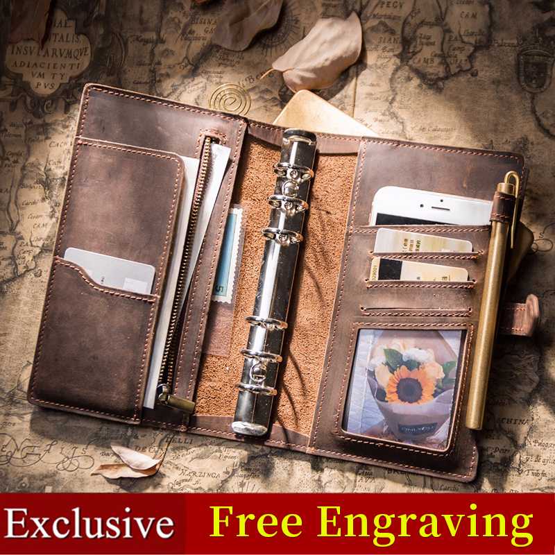 

IPBEN Leather Notebook Travelers Journal Travel Planner a5 Note Book 2020 Diary Handmade Calendar Gift Postcard Stickers