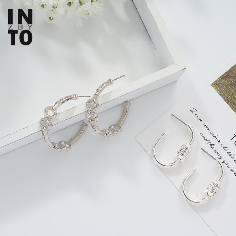 

Into Simple Crystal Oval Hoop Earrings For Women Geometry Silver Color Round Circle Earrings Fashion Jewelry 2020 Brincos