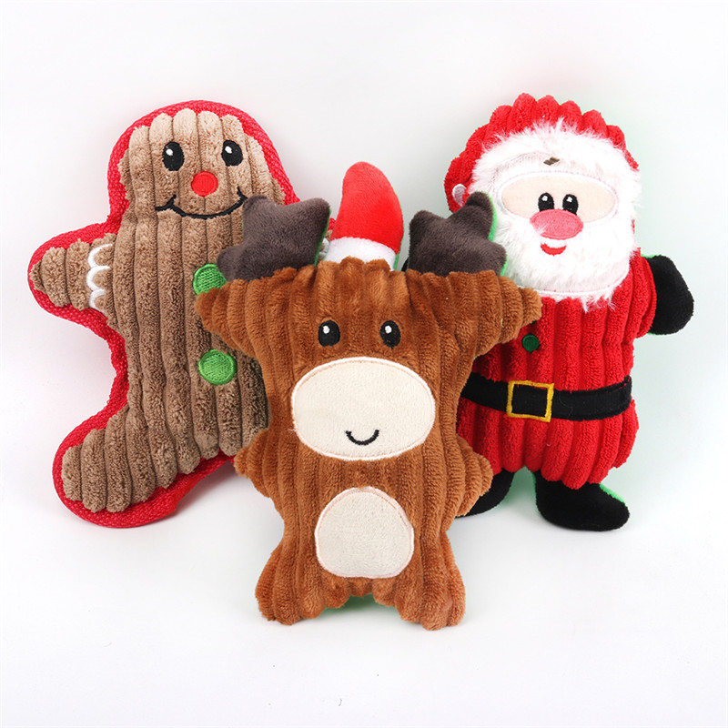 

Dog Chew Toys Puppy Cute Cartoon Sound Toy Pets Christmas Molar Plush Doll Puppy Santa Snowman Gifts