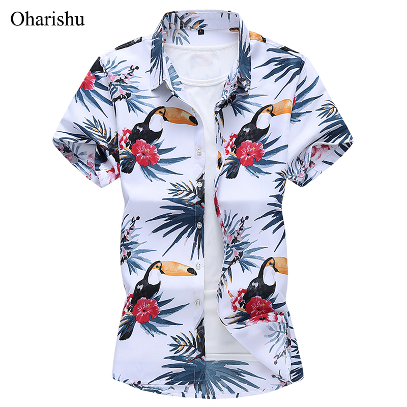 

5XL 6XL 7XL Shirt Men's Summer New Fashion Personality Printing Short Sleeve Shirts Men Casual Plus Size Havaii Beach Shirt, 3601 white