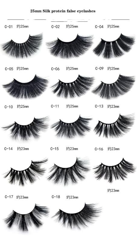 

Silk protein false eyelashes extension Long Lasting Handmade 25mm mink Lashes Cross Fluffy eye lash packaging Makeup Tools