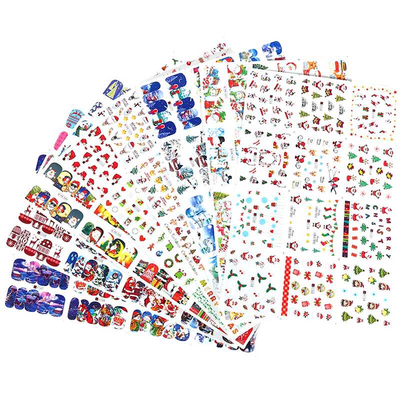 

2020 NEW Winter Christmas Slider Nail Decals Nail Art Sticker DIY Manicure Water Accessories Transfer Foil Xmas Gift, N6