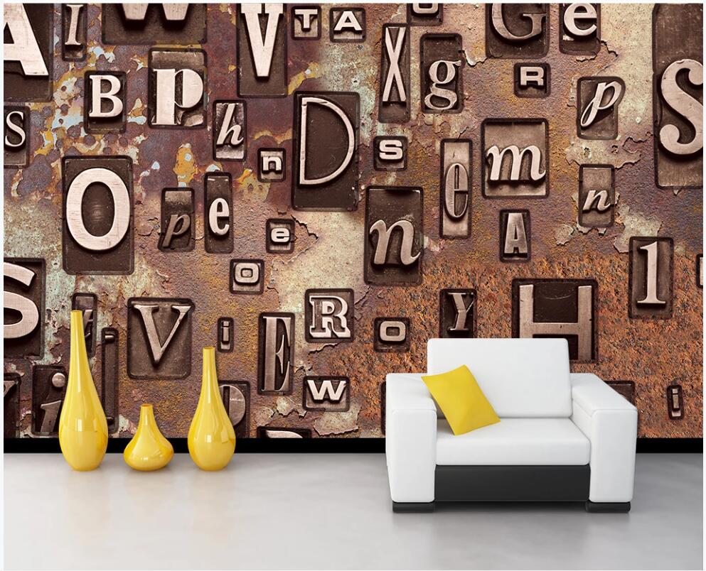 

3d photo wallpaper custom mural on the wall Metal English alphabet restaurant bar photo wallpaper in the living room for walls in rolls, Non-woven wallpaper