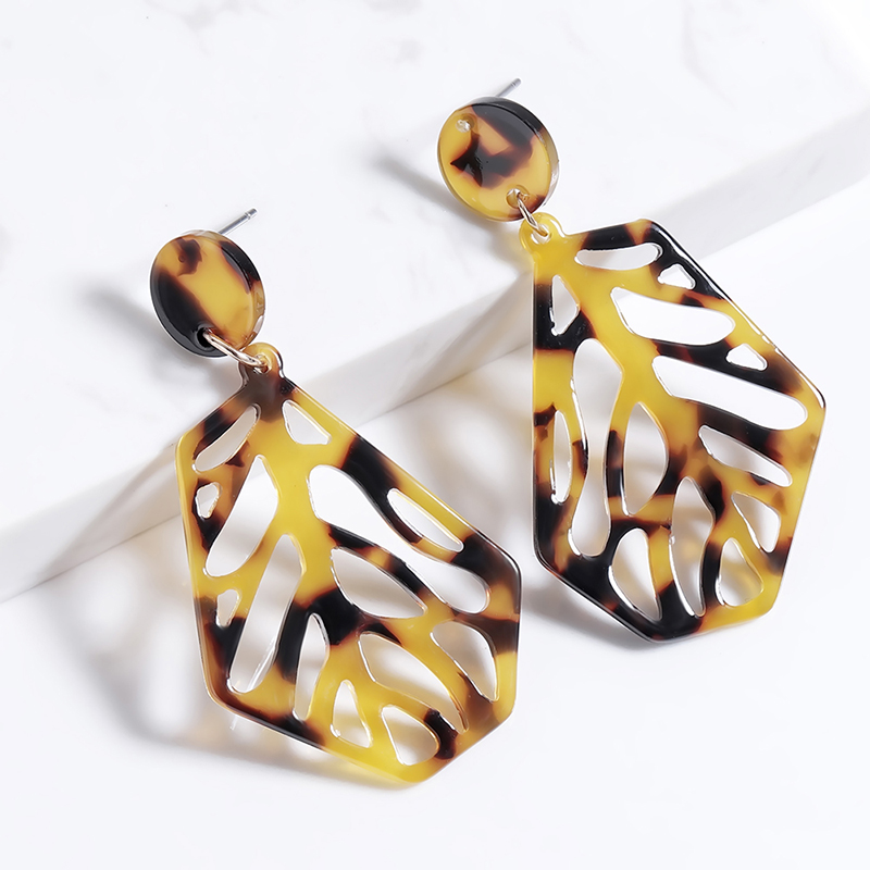 

Hollow Leaf Leopard Earrings for Women Oversize Bohemia Earrings Female Wedding Acrylic Tortoiseshell Fashion Jewelry